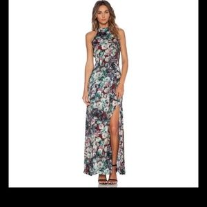 Tularosa revolve satin Side Slit Fall floral Watercolor dress xs